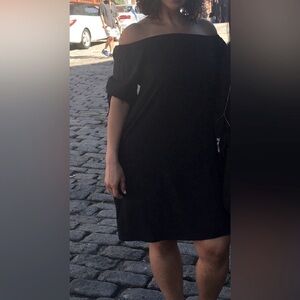 Loft- off shoulder black dress